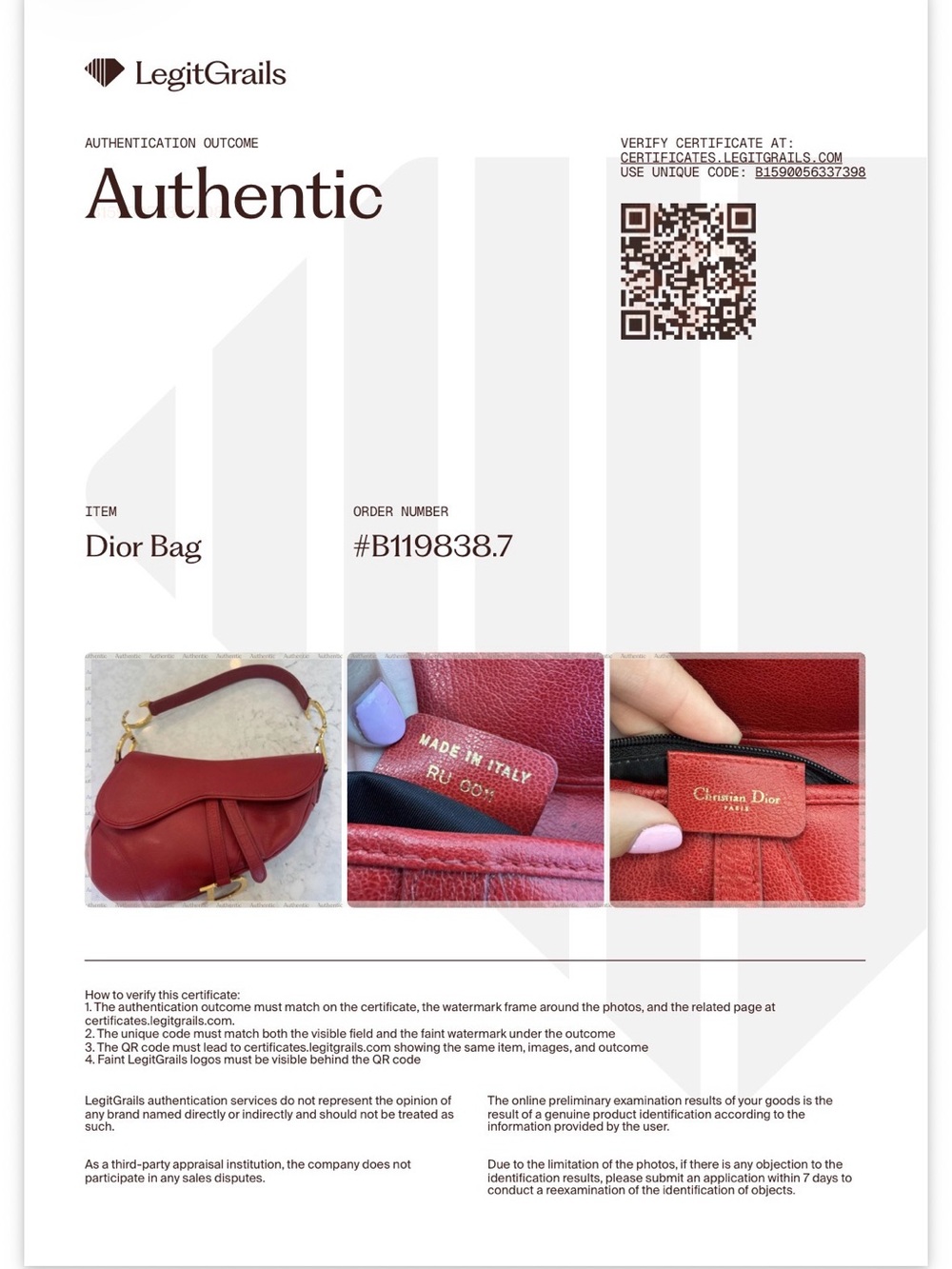 Authentic Christian Dior Vintage Red Leather Saddle Bag Gold Hardware w/ COA Y2K - Picture 3 of 17